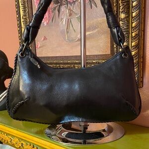 Bottega Veneta Soft Black Leather Hobo Mini Intrecciato Bag GUC 11x5.5 8” Drop